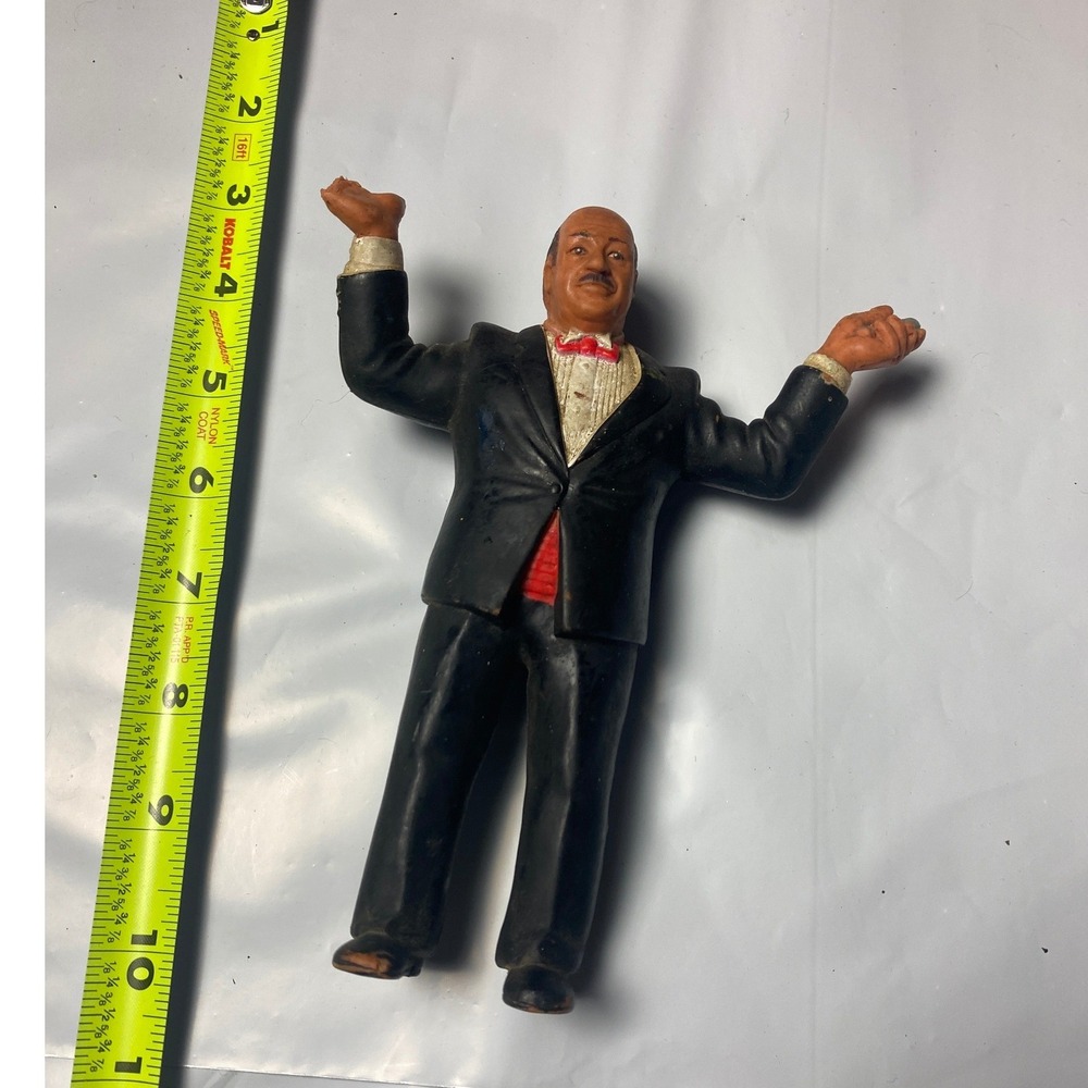Vintage Tuxedo Man Rubber Vinyl‎ Action Figure Toy Collectible Black Suit 10.5"